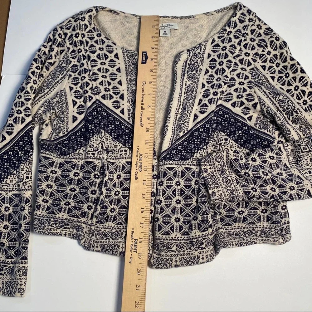 Lucky Bliss Lucky Brand Beige Blue Sweater - Picture 3 of 4